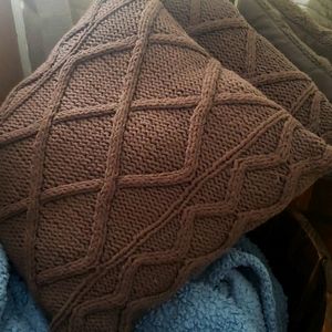 2 Allen roth woven style grey pillows great fall decor pieces